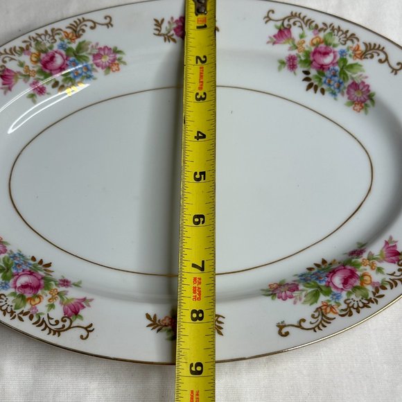 Maruichi China Large Rose Oval Platter Meat Turkey Ham Server Japan Replacement - Picture 4 of 6